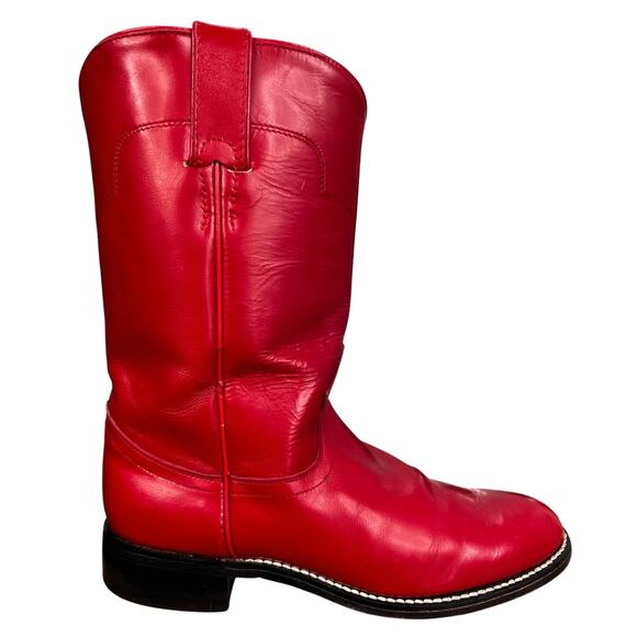 Tony Lama Shoes - Vintage Tony Lama Women’s Red Leather Roper Cowgirl Boots Size US 6